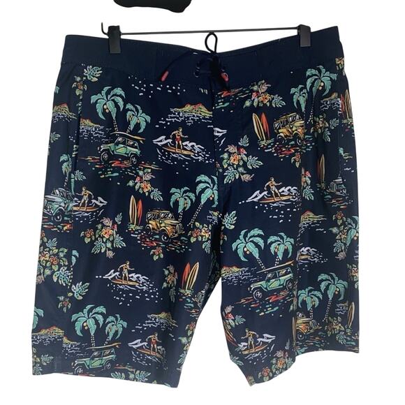 GAP HAWAIIAN Surf FLORAL 10" Print Board Shorts with GapFlex Blue - Picture 1 of 8